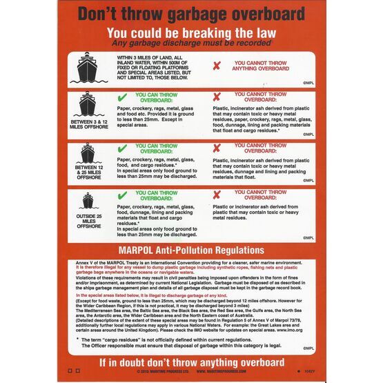 Maritime Progress Poster Don't Throw Garbage Overboard Sticker