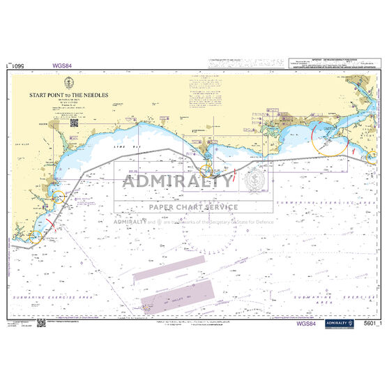 Admiralty 5601_1 Small Craft Chart - Start Point to The Needles (East Devon & Dorset Coast)
