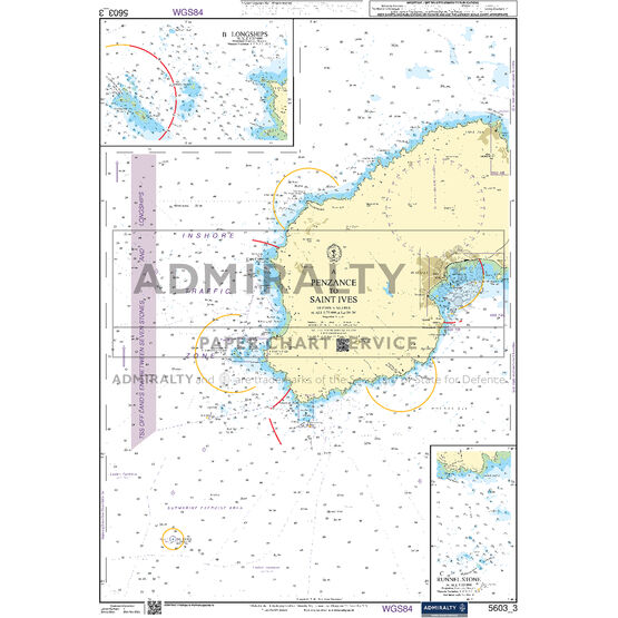 Admiralty 5603_3 Small Craft Chart - Penzance to St Ives (South & West Cornwall)
