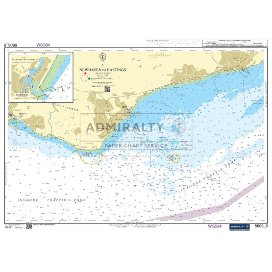 Admiralty 5605_5 Small Craft Chart - Newhaven to Hastings (Chichester to Ramsgate)